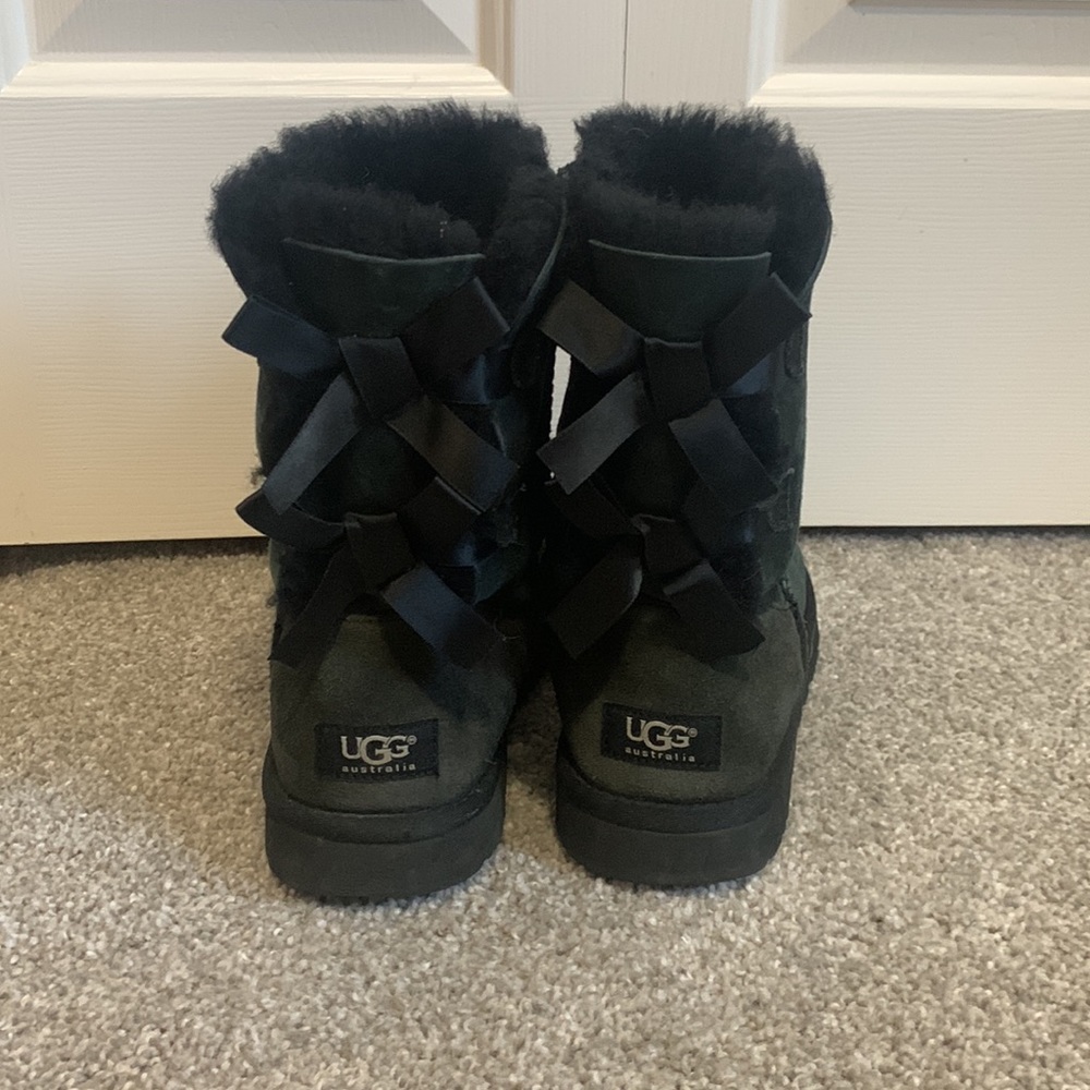 Black UGG Bailey Bow Boots - Picture 3 of 3